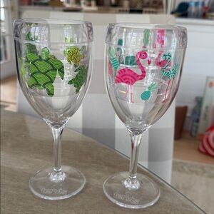 Tropical Flamingo and Palm Wine Glass Set